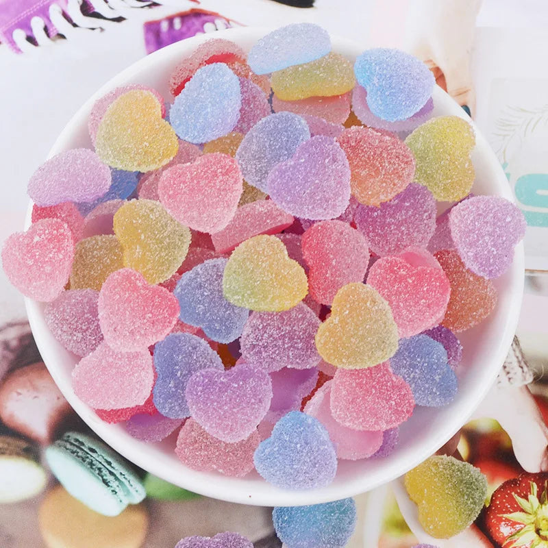 10-Pack 3D Gummy Heart Nail Charms | Kawaii Resin Decorations Nail Art Charms QXL
