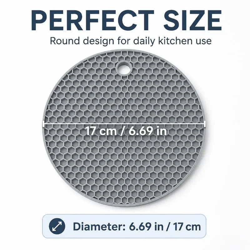 17cm Round Honeycomb Silicone Trivet Mat | Non-Slip Pot Holder Silicone Trivet Mat QXL