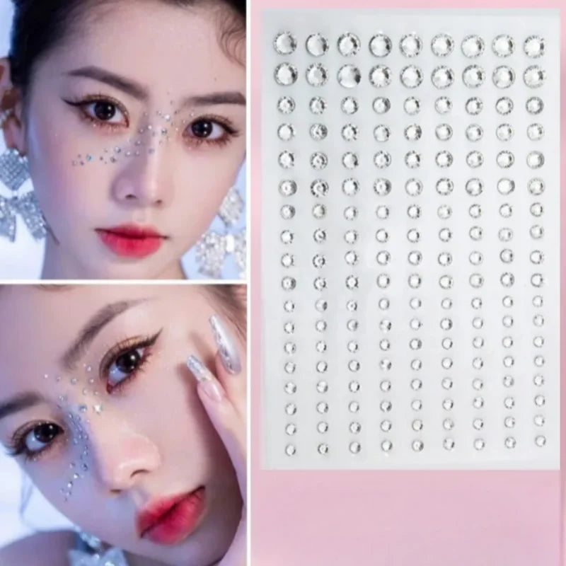3D Crystal Rhinestone Face & Body Gems | Waterproof Glitter Face & Body Gems QXL