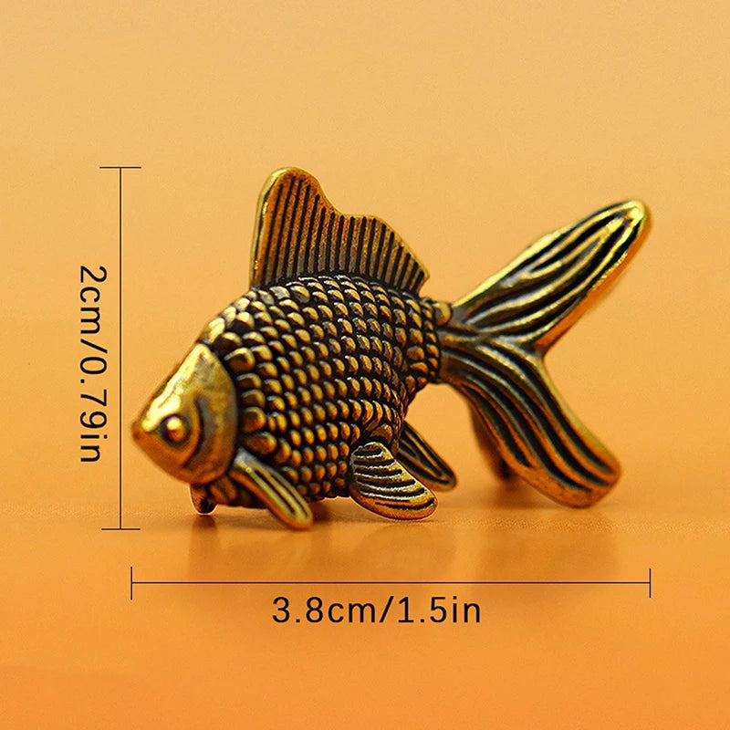 Brass Goldfish Figurine Retro Lucky Statue | Home & Desk Décor Decorative Figurine QXL
