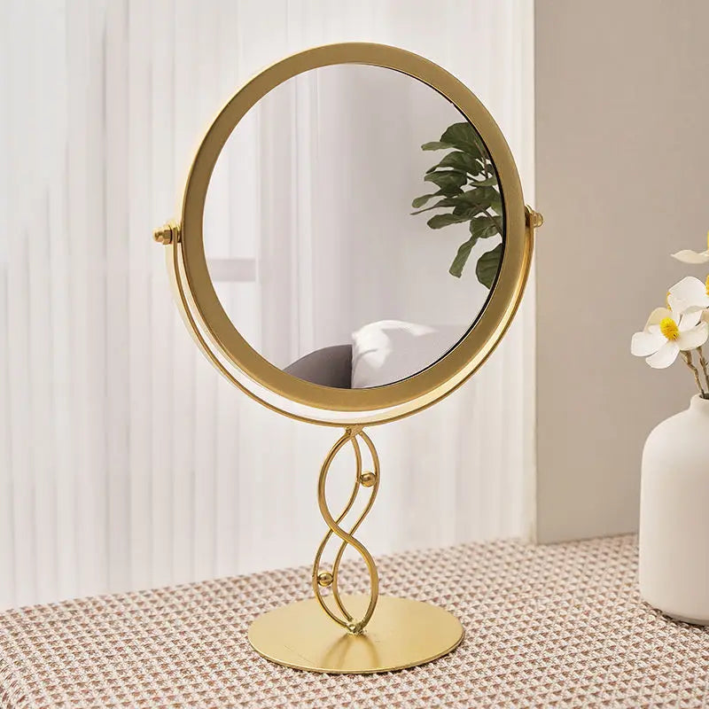 360° Rotating Desktop Vanity Mirror | Iron Frame Gold Black White Vanity Mirror QXL