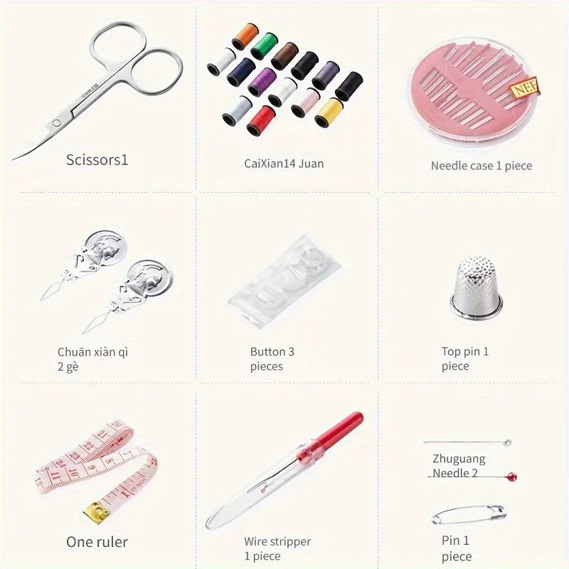 10-Piece Portable Travel Sewing Kit | Scissors, Thread & Needles Travel Sewing Kit QXL
