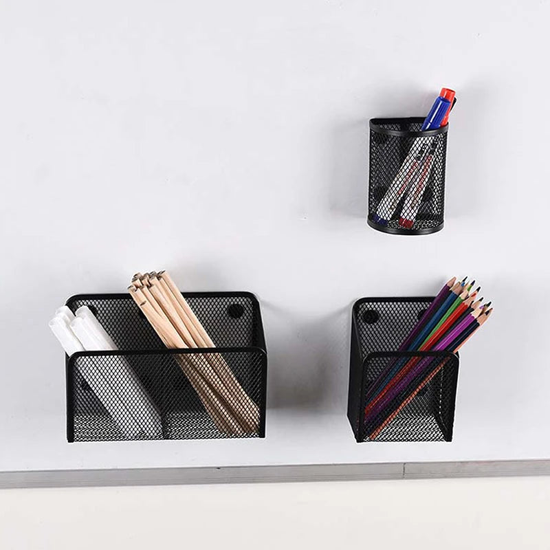 Magnetic Pencil Holder Metal Mesh Basket Desktop Organizer Magnetic Desk Organizer QXL
