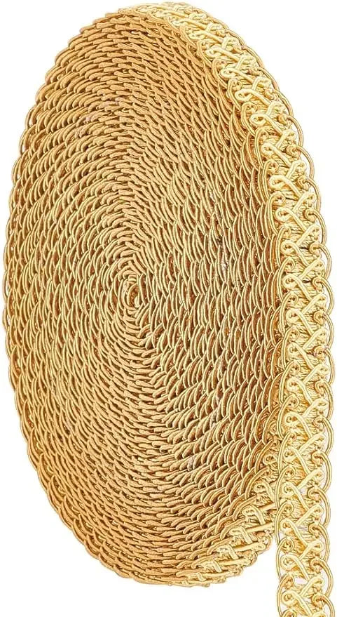 Golden Gimp Braid Trim 15mm – 13 Yards Woven Lace Ribbon Decorative Braid Trim QXL