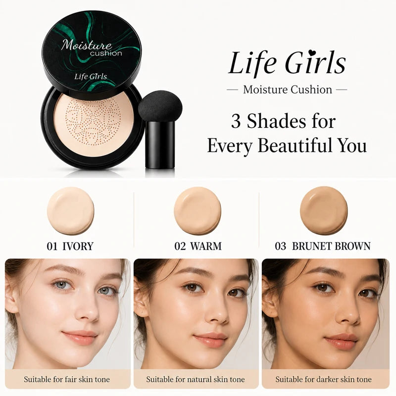 Life Girls Moisture Cushion BB Cream Foundation | 3 Shades Cushion Foundation QXL