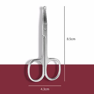 Round-Tip Nose Hair Scissors | Stainless Steel Safety Trim Nose Hair Scissors QXL M103 Silver-1Pcs