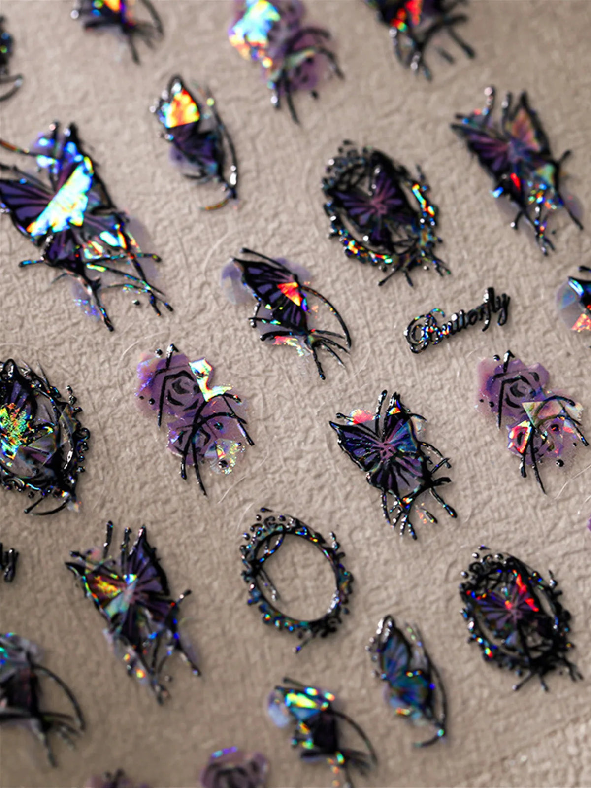 5D Gothic Black Butterfly Nail Art Stickers | Acrylic Decals Nail Art Stickers QXL