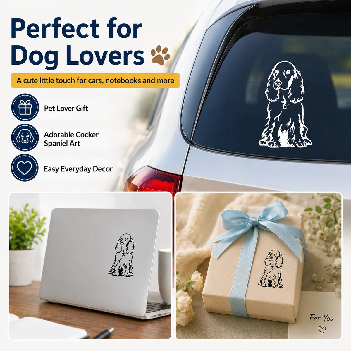 Cocker Spaniel Vinyl Decal | Waterproof Car & Laptop Sticker Vinyl Decal Sticker QXL