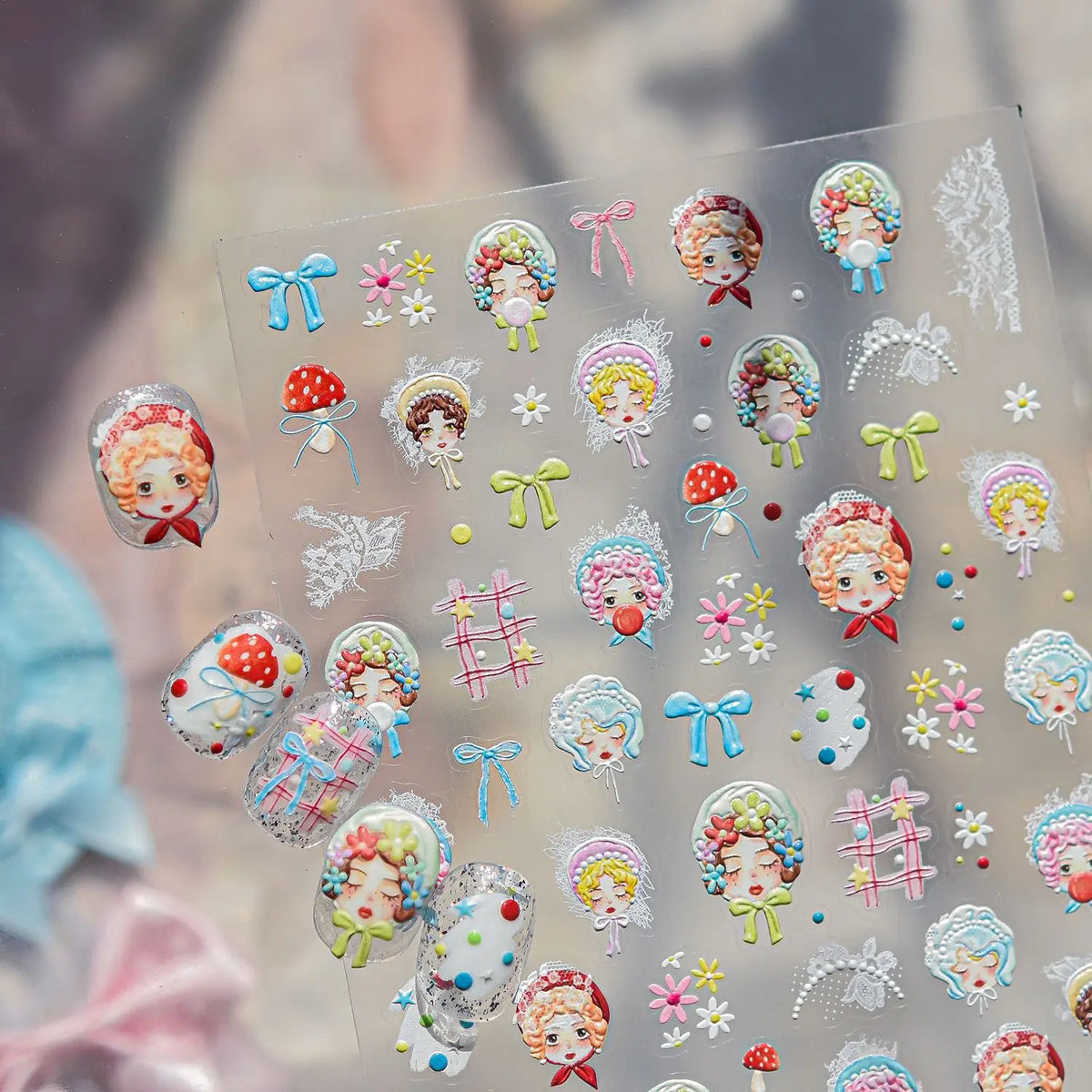 5D Retro Lolita Nail Stickers – Fairy Tale Nail Art Decals Nail Art Stickers QXL