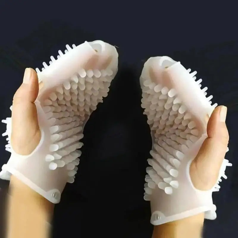 Dual-Sided Silicone Bath Exfoliating Scrub & Massage Glove Bath Scrub Glove QXL