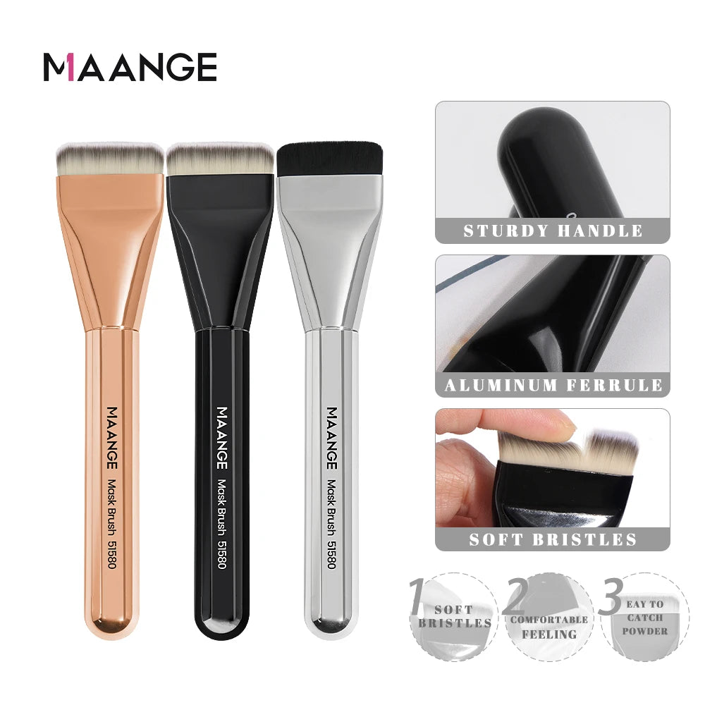 MAANGE 3-Pc Foundation & Contour Brush Set | Flat Blending Makeup Brush Set QXL