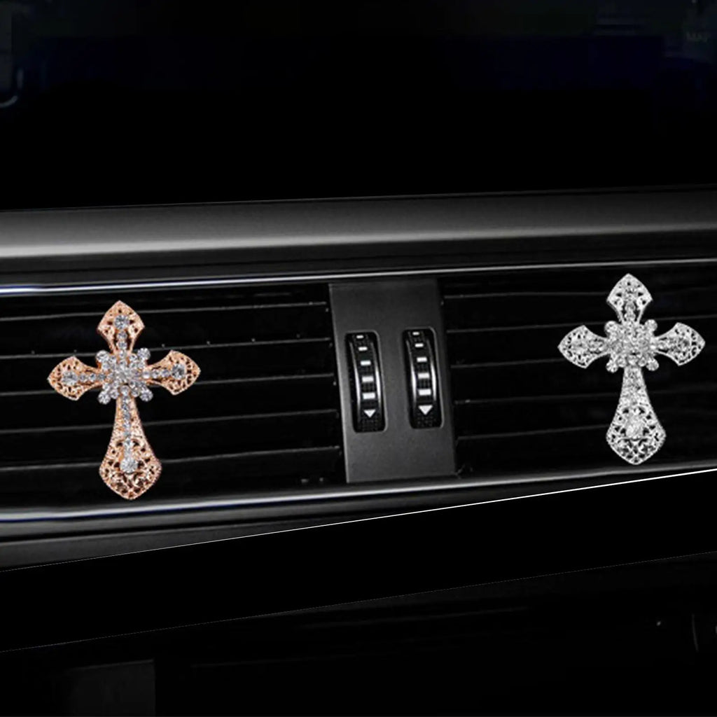 Bling Cross Car Air Vent Clip | Rhinestone Crystal Freshener Car Vent Clip Freshener QXL