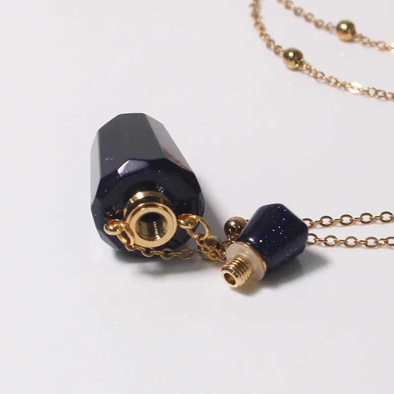 Crystal Perfume Bottle Necklace | 18K Gold Plated Pendant Crystal Pendant Necklace QXL
