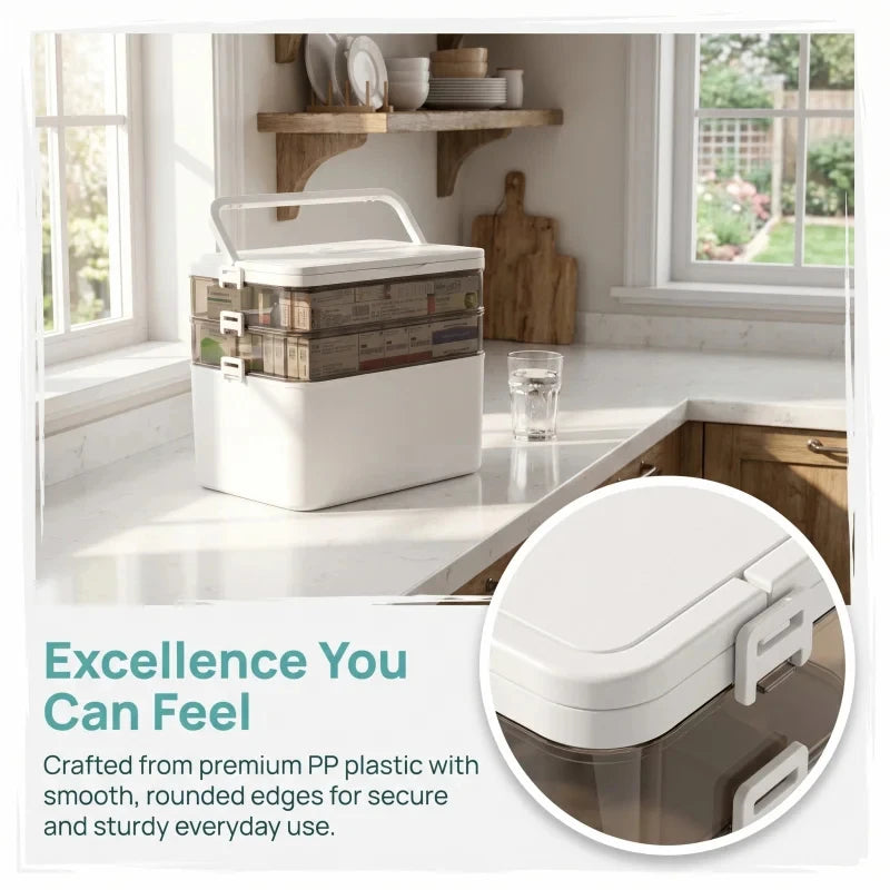 3-Tier Leak-Proof Medicine & Storage Organizer Box Medicine Storage Box QXL