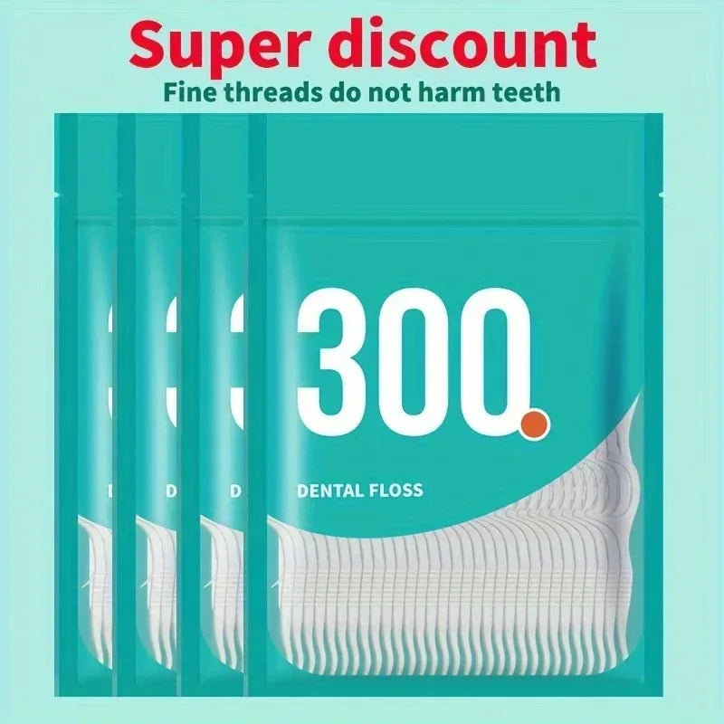 300-Pack Disposable Dental Floss Picks | Fine Floss Sticks Dental Floss Picks QXL