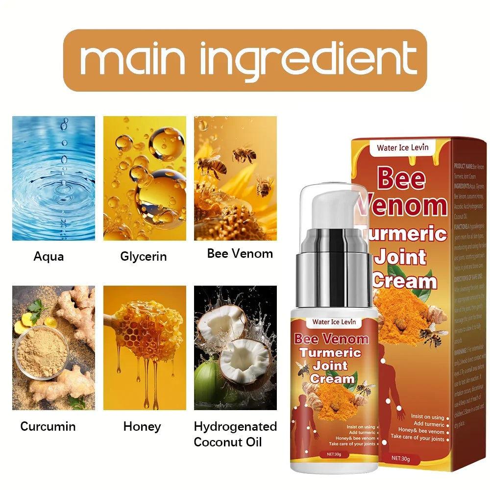 Turmeric Bee Venom Body Cream | Honey, Curcumin & Vitamin C Body Moisturising Cream QXL