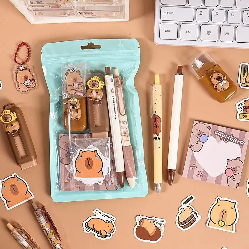 Cute Capybara Stationery Set | Cartoon School Supplies Gift Stationery Gift Set QXL