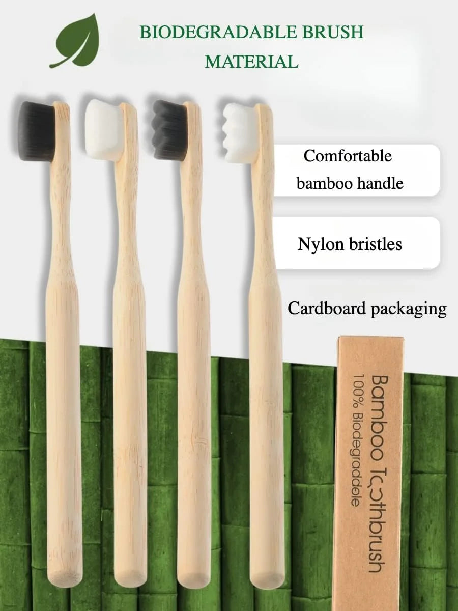 4-Pack Biodegradable Bamboo Toothbrush | 20,000 Soft Bristles Bamboo Toothbrush Set QXL