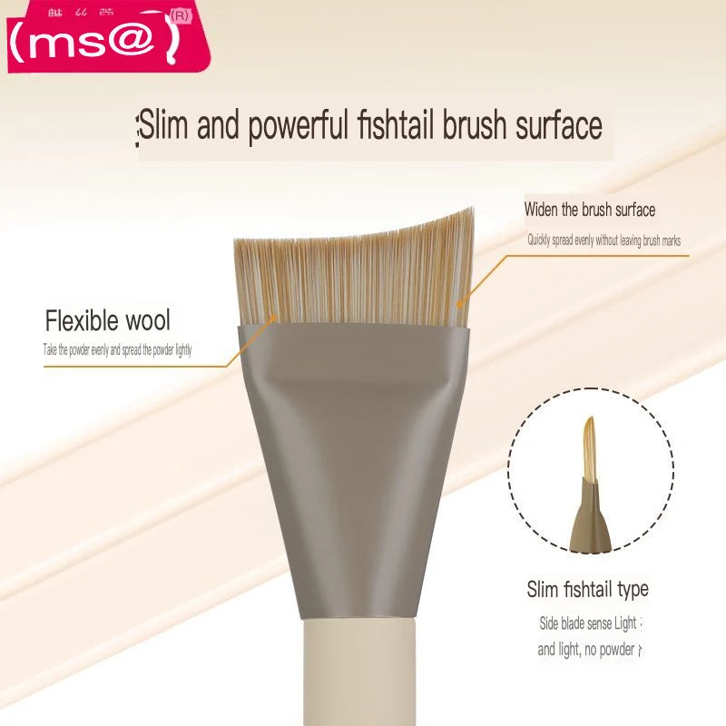 MSQ Fishtail Foundation Brush & Powder Puff Makeup Set Foundation Brush Set QXL