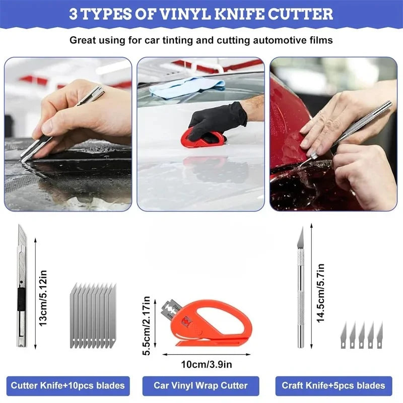 Car Vinyl Wrap Kit – Squeegee, Knife & Scraper Tool Set Vinyl Wrap Tool Kit QXL