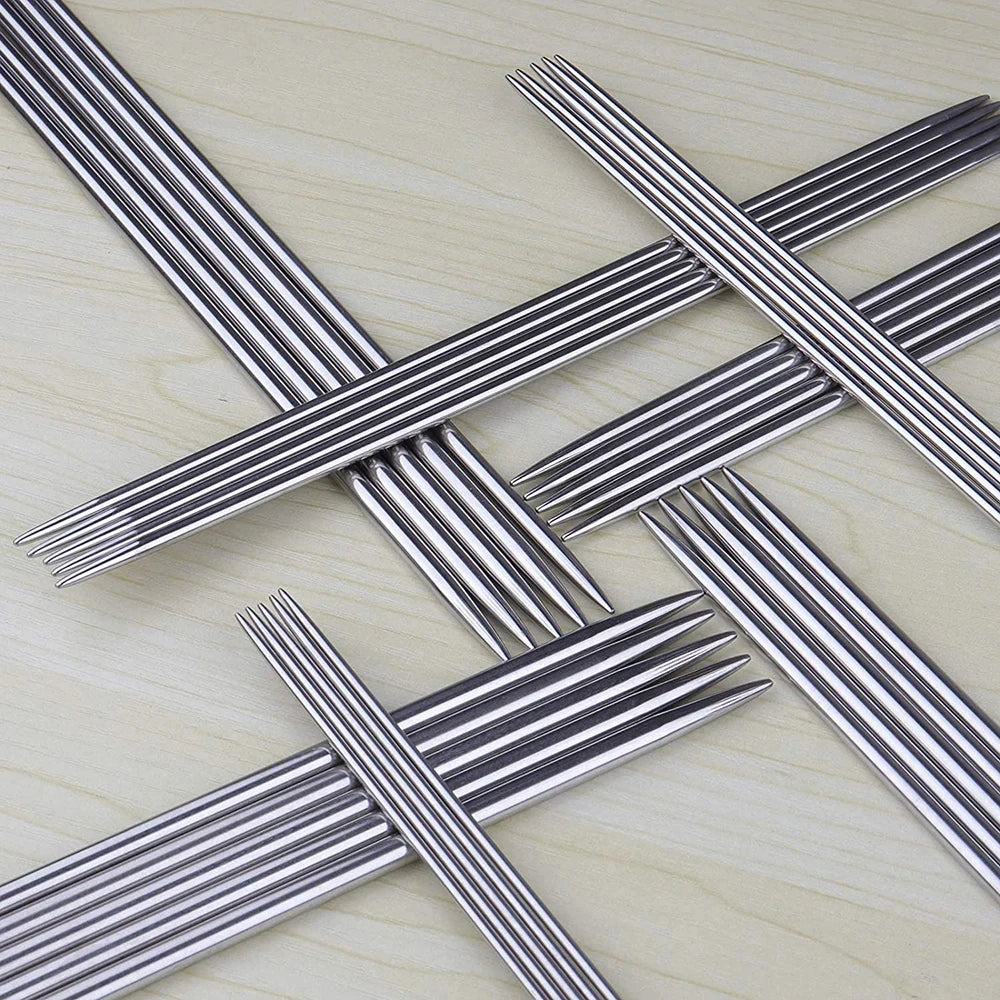 5-Piece Stainless Steel Knitting Needles 2.0–4.0mm | DPN Set Knitting Needle Set QXL