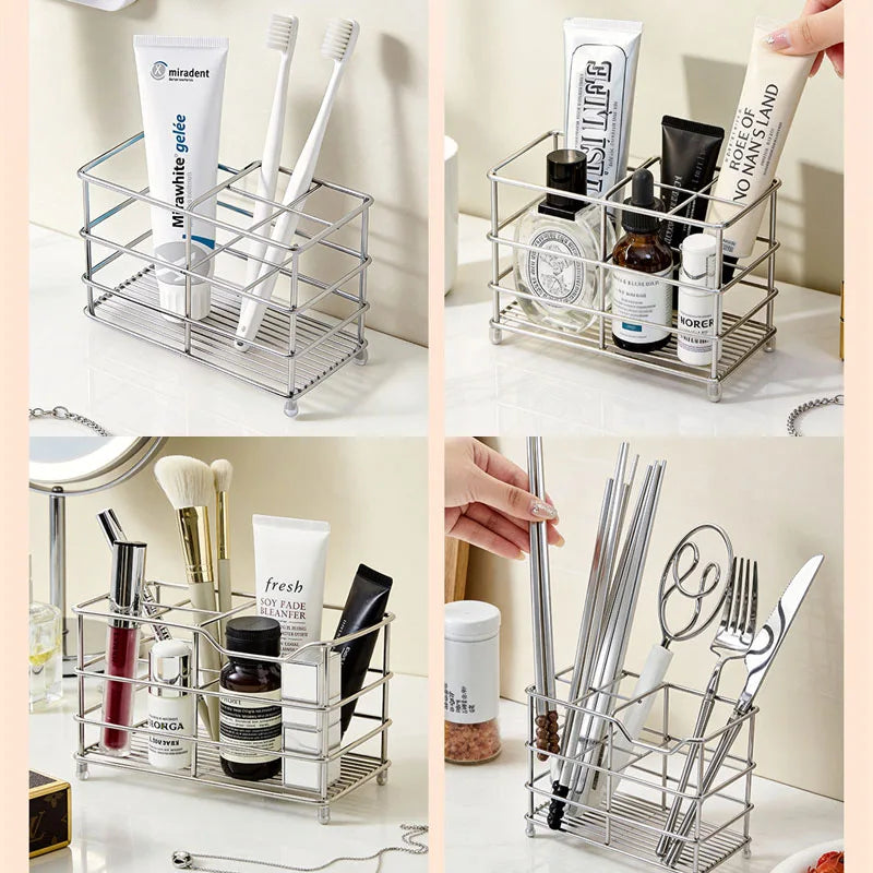 5-Compartment Stainless Steel Makeup Brush Holder & Organizer Makeup Brush Holder QXL
