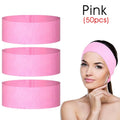 Disposable Spa Facial Headbands | Non-Woven Soft Wrap 10/50/100pk Disposable Facial Headband QXL 50pcs-Pink