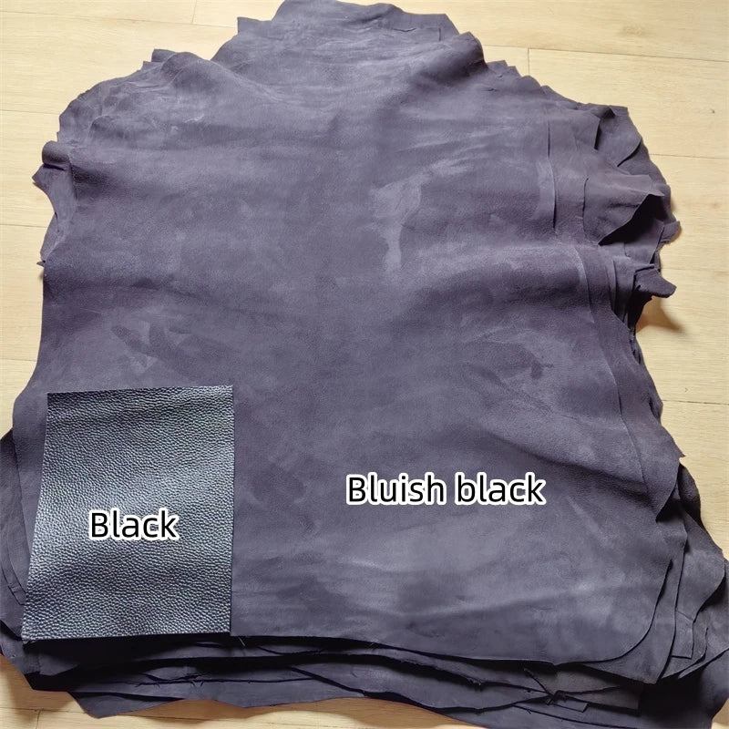 Blue Black Frosted Sheepskin Leather Fabric 0.6–1mm DIY Leather Craft Fabric QXL
