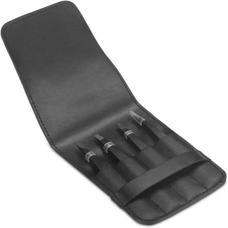 4-Piece Stainless Steel Tweezers Set | Makeup & Eyebrow Tweezers Set QXL