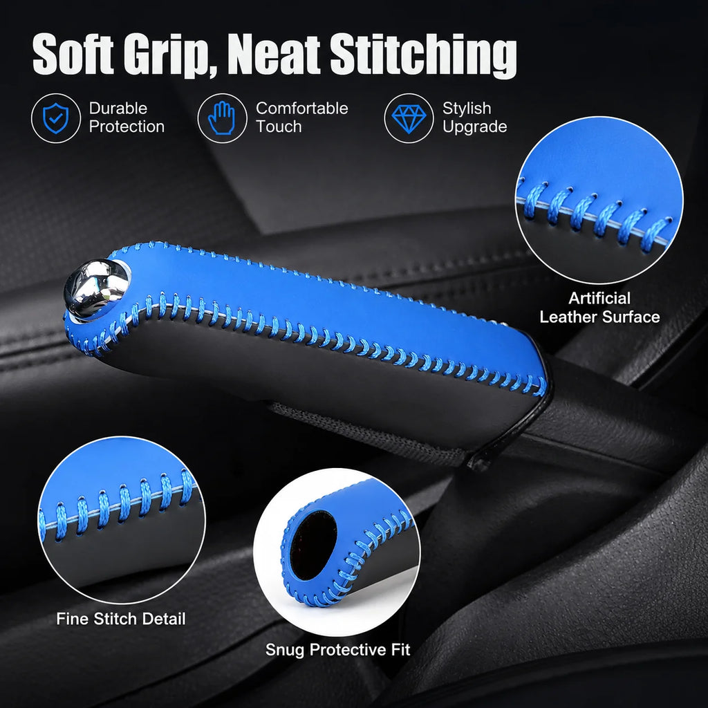 Leather Car Handbrake Cover | Anti-Slip Grip Sleeve Protector Handbrake Cover QXL