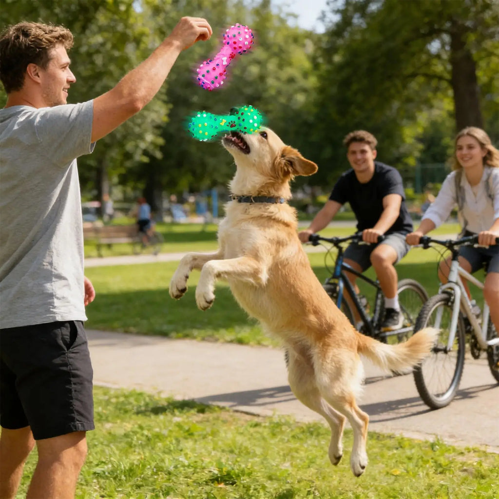 Bone-Shaped Dog Chew Toy | Squeaky Whistle Teeth Cleaner Dog Chew Toy QXL
