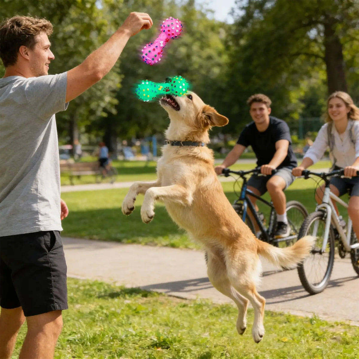 Bone-Shaped Dog Chew Toy | Squeaky Whistle Teeth Cleaner Dog Chew Toy QXL