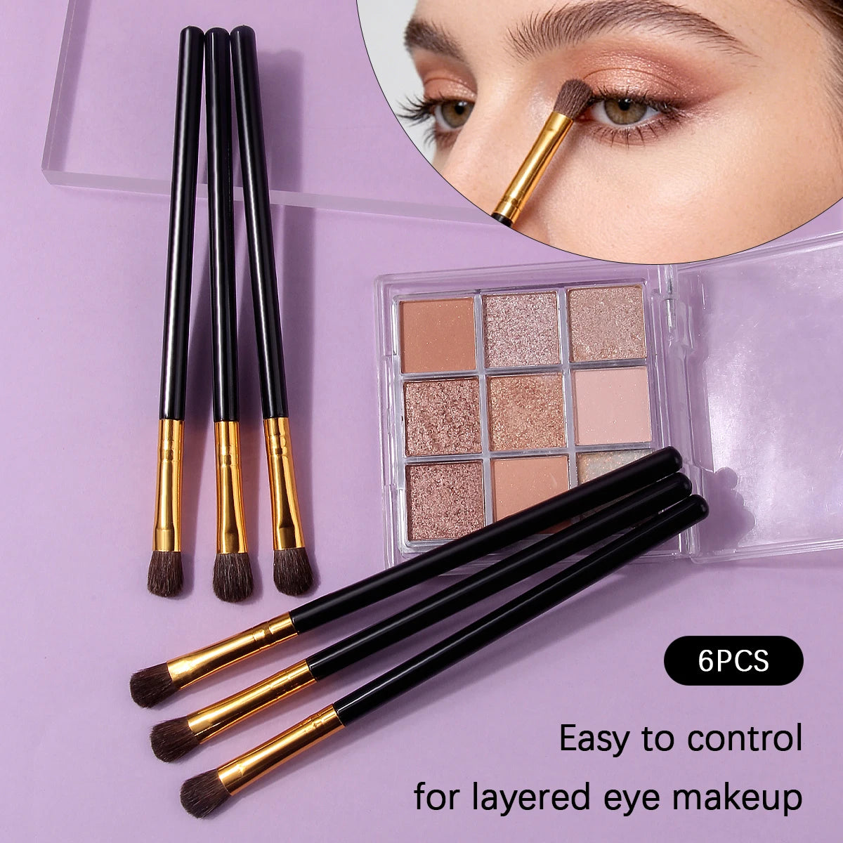 KOSSHOW 6-Pc Eye Makeup Brush Set – Eyeshadow & Blending Eye Makeup Brush Set QXL