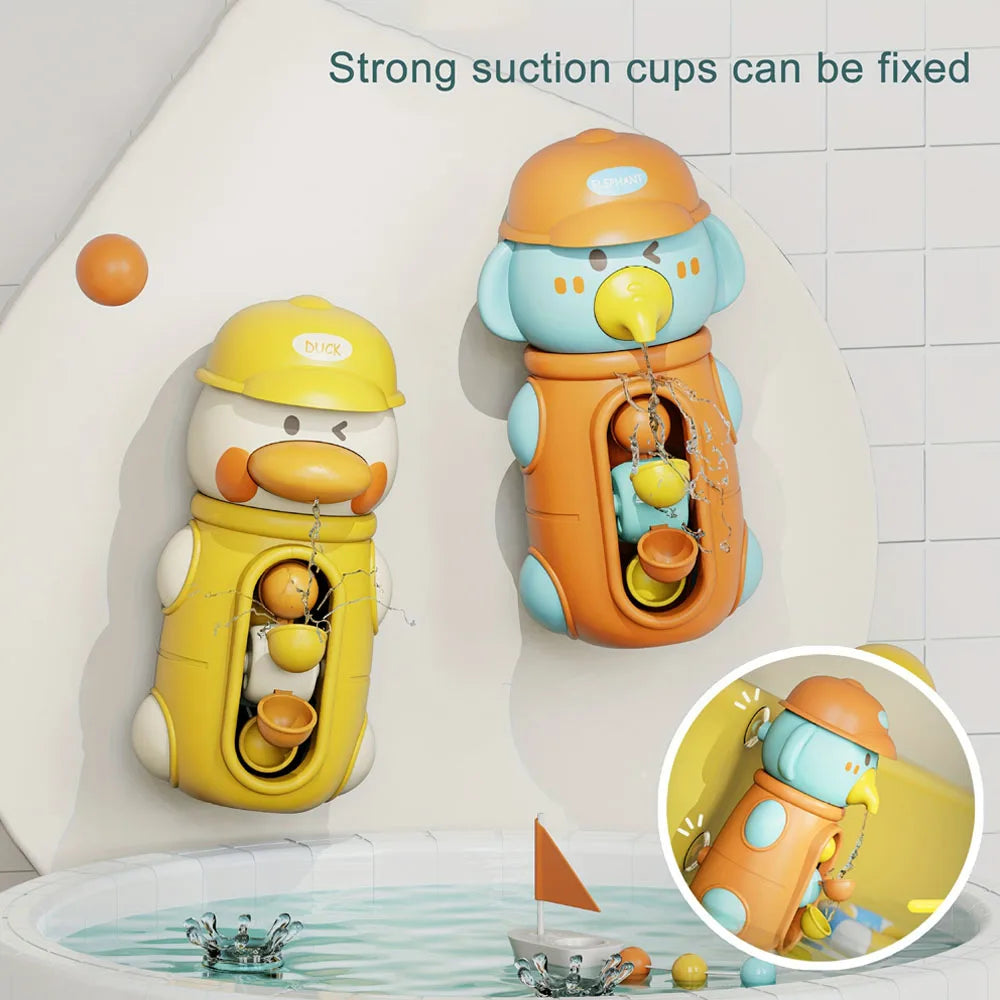 Duck & Elephant Bath Toy Water Spinner with Suction Cup Kids Bath Toy QXL