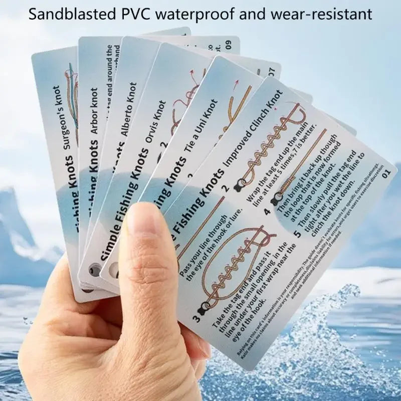 12-Pc Fishing Knot Guide Cards | Waterproof PVC with Ring Fishing Knot Guide QXL