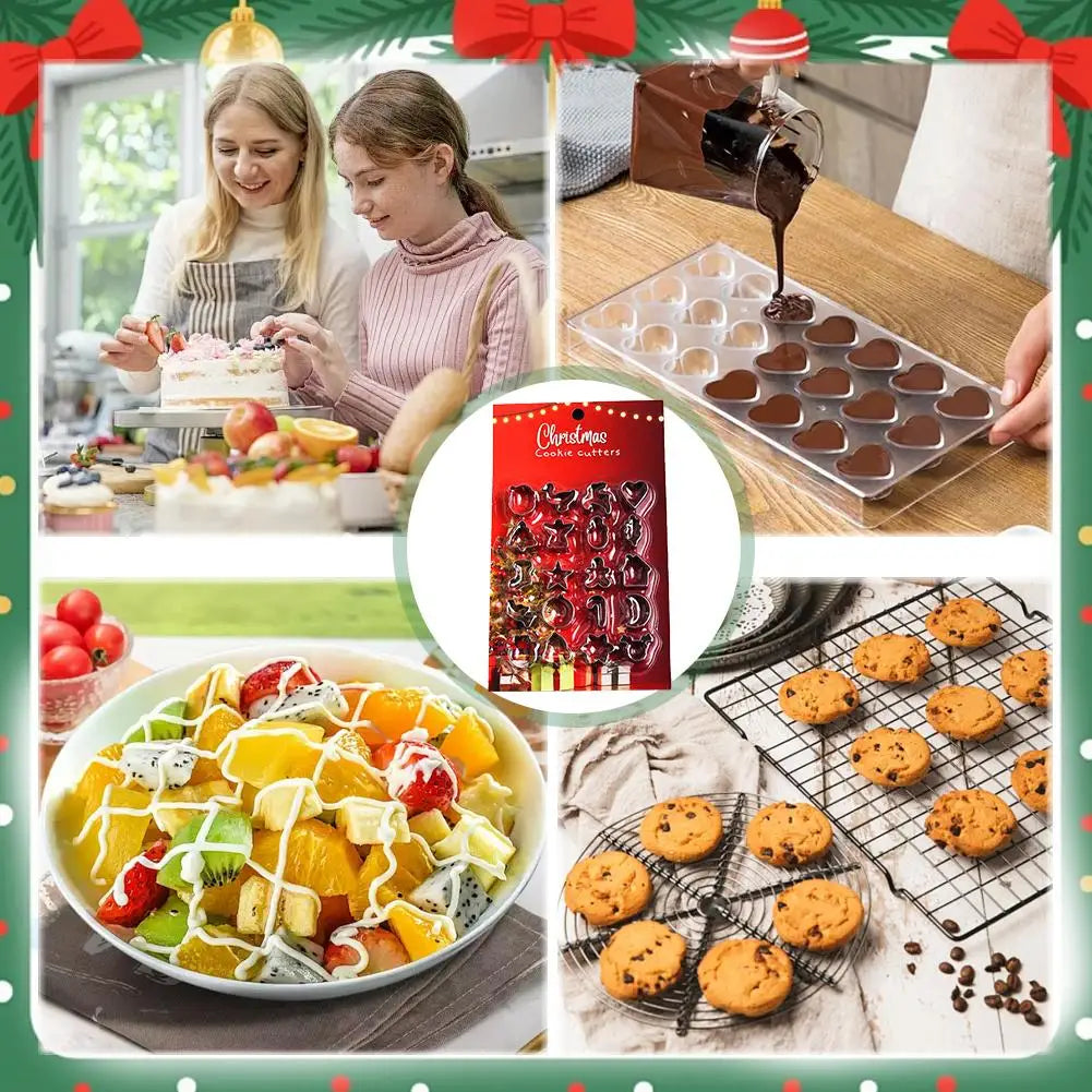 20-Pc Christmas Cookie Cutters | Stainless Steel Holiday Set Cookie Cutter Set QXL