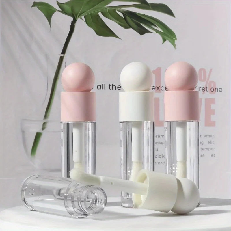 5ml Empty Lip Gloss Tubes | Large Brush Head, Matte Pink & Clear Lip Gloss Packaging QXL