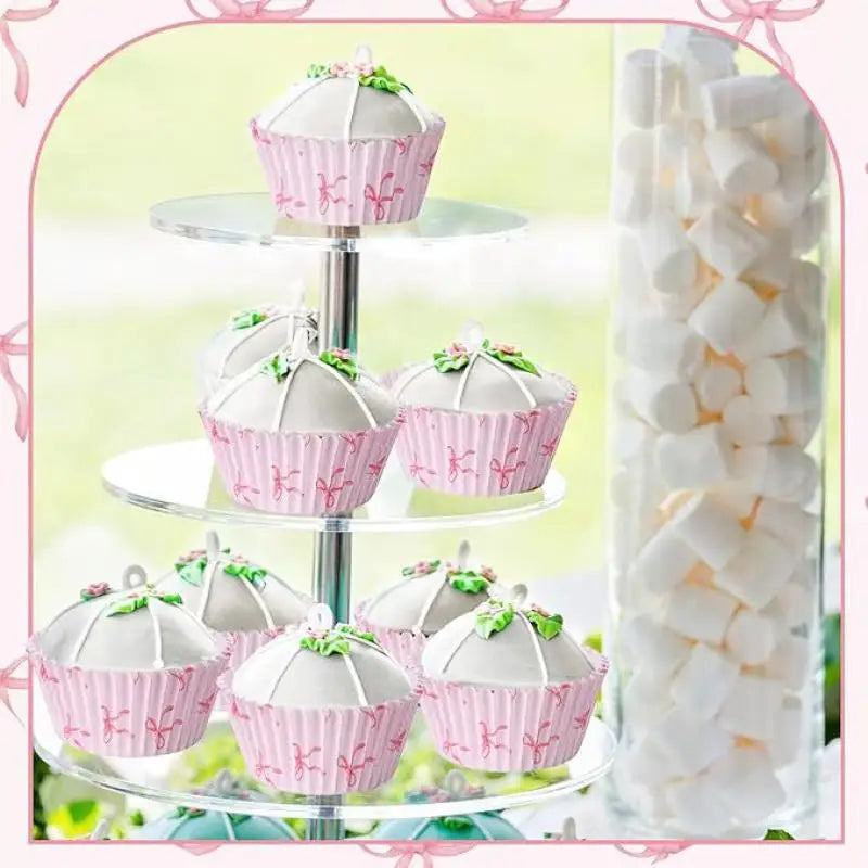 100-Pack Mini Pink Bow Cupcake Liners | Muffin Paper Cases Cupcake Paper Liners QXL