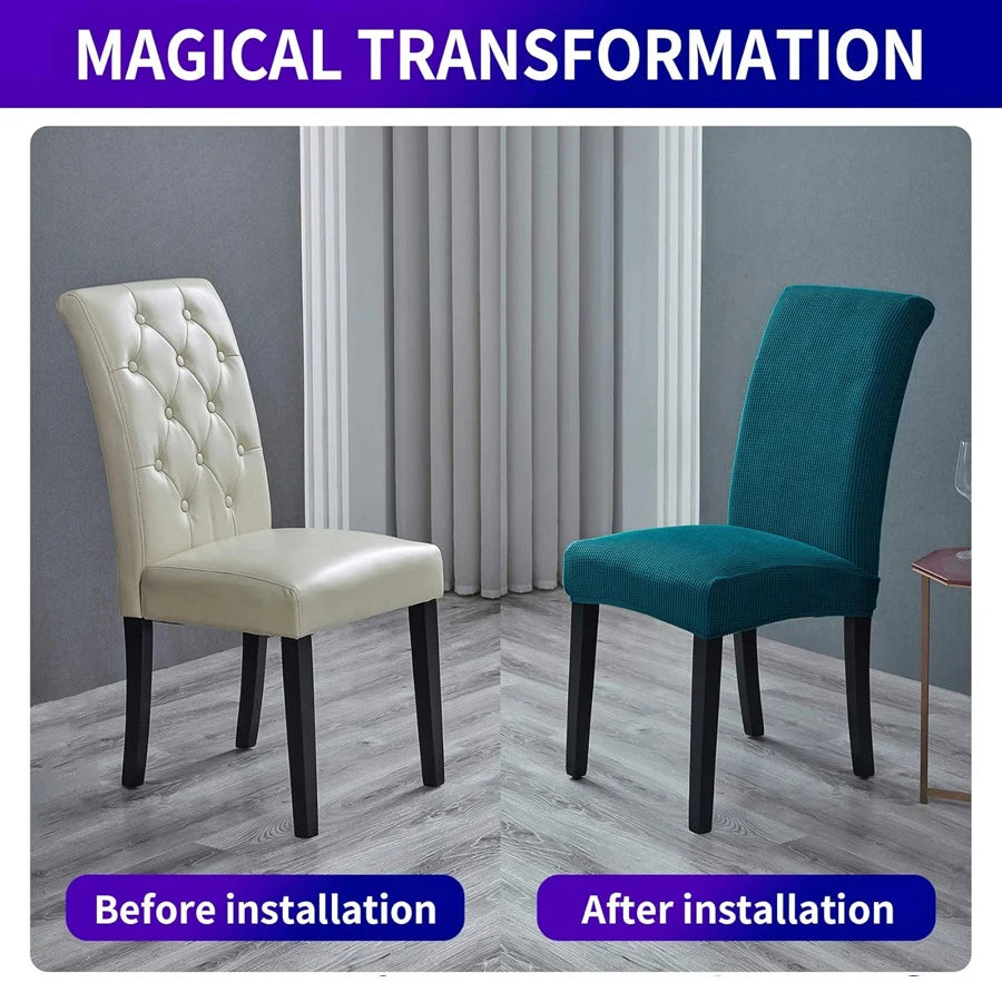 Plaid Stretch Dining Chair Covers 1/3/6 Pcs | Removable Dining Chair Covers QXL