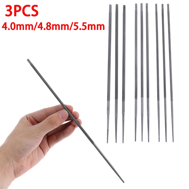 3-Pack Round Chainsaw Files | 4.0mm 4.8mm 5.5mm Sharpener Set Chainsaw File Set QXL