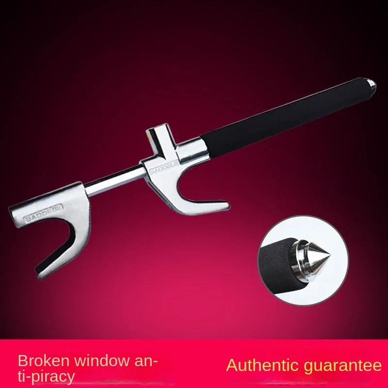 Universal Retractable Steering Wheel Lock | Double Hook Anti-Theft Steering Wheel Lock QXL black