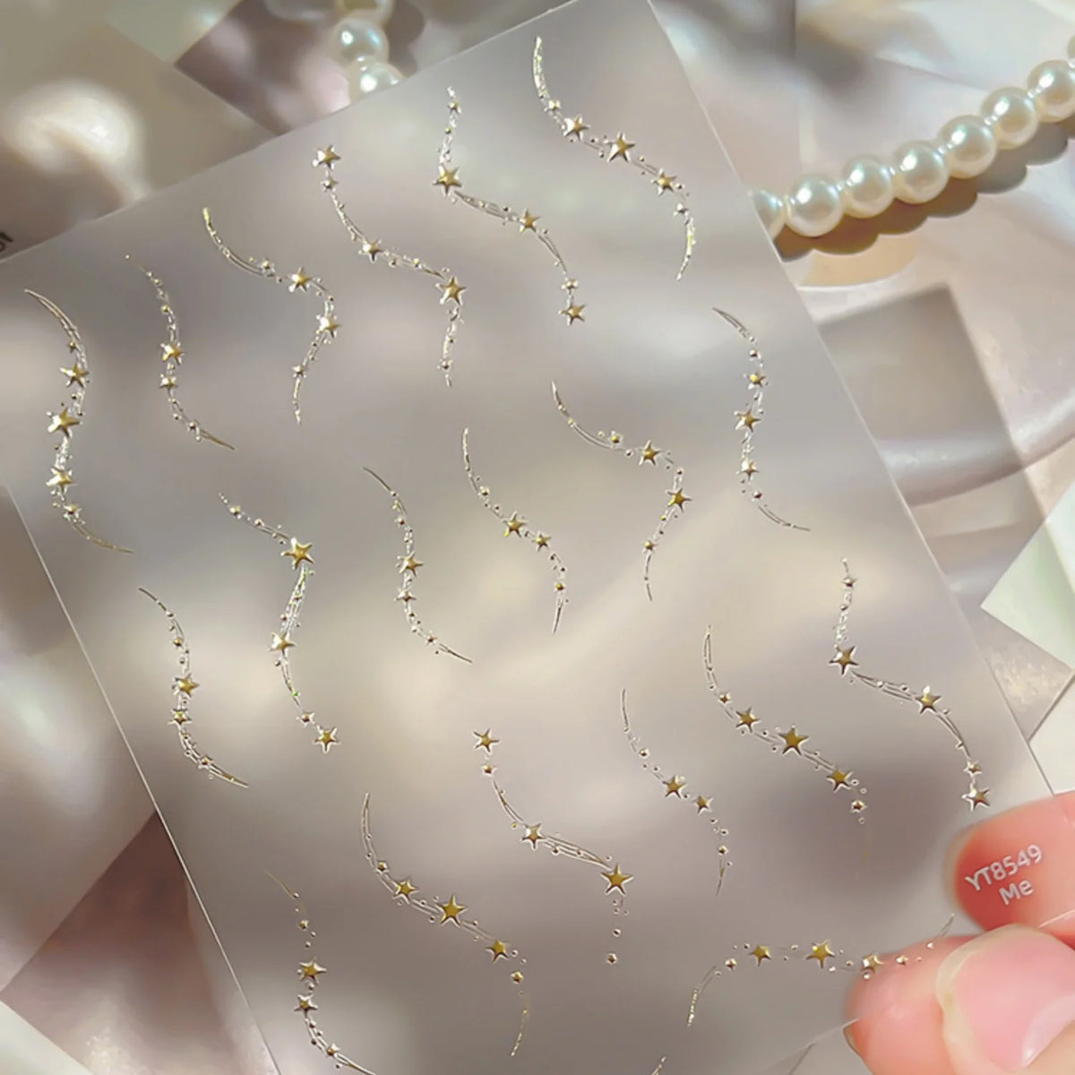 5D French Nail Art Stickers | Gold Star Self-Adhesive Decals Nail Art Stickers QXL