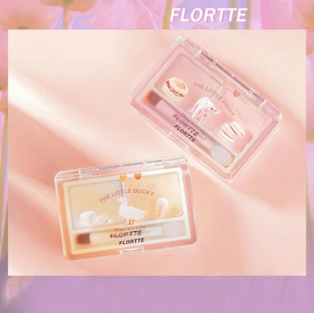 Flortte 2-Color Highlighter Contour Palette | Matte & Glitter Highlighter Contour Palette QXL
