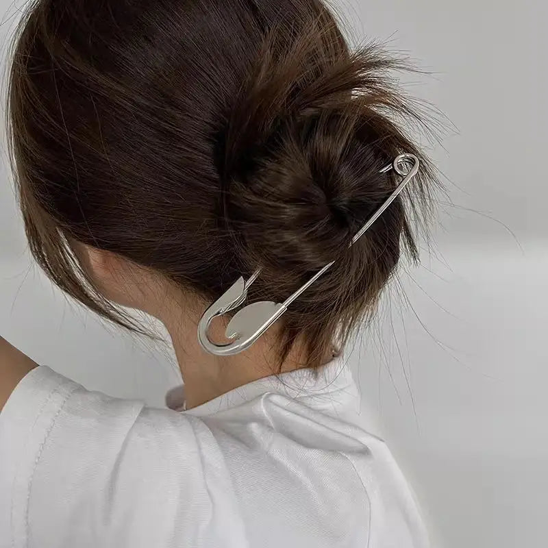 Safety Pin Hair Claw Clip | Large Metal Barrette for Thick Hair Hair Claw Clip QXL