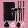 17-Pc Professional Makeup Brush Set with Bag & Sponges Makeup Brush Set QXL black