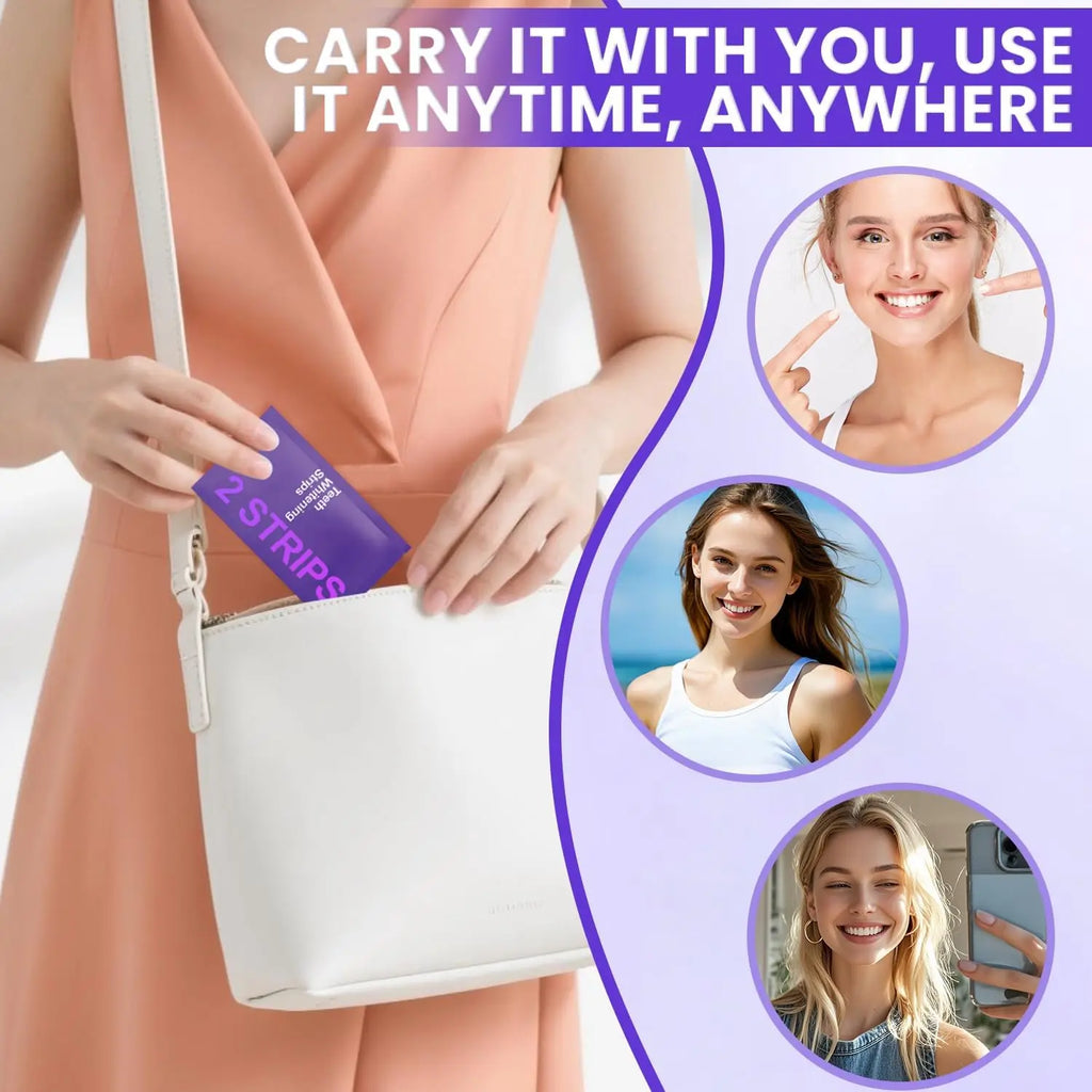 Purple Teeth Whitening Strips – Enamel Safe, Sensitive Teeth Teeth Whitening Strips QXL