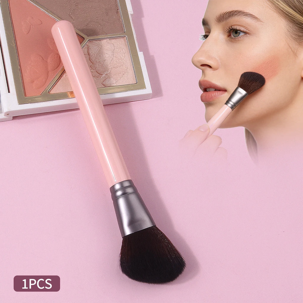 KOSSHOW Pink Blush & Contour Brush | Wooden Handle Makeup Blush Makeup Brush QXL