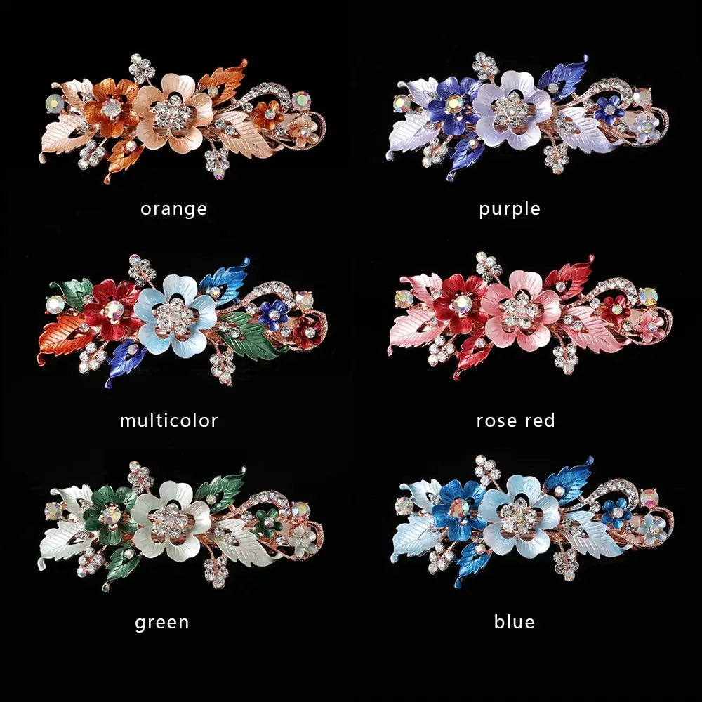 Crystal Flower Hair Clip | Tiara Resin Barrette for Women Crystal Hair Clip QXL
