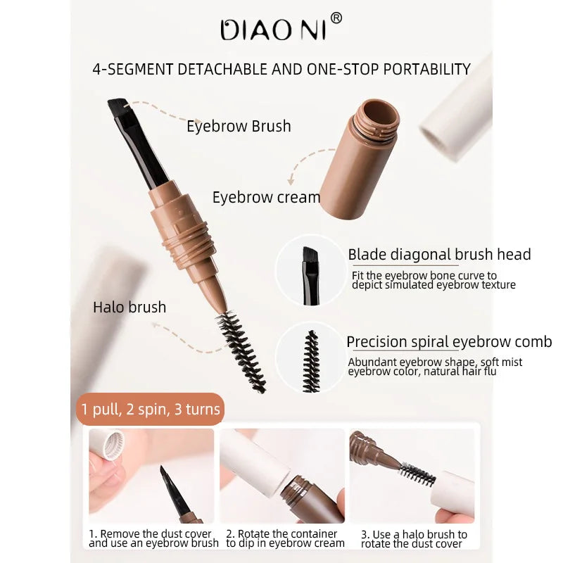 3-in-1 Waterproof Brow Pomade Pencil & Brush Kit Eyebrow Pomade Kit QXL