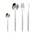 Golden 316L Stainless Steel Cutlery Set – Knife Fork Spoon Flatware Cutlery Set QXL Silvery
